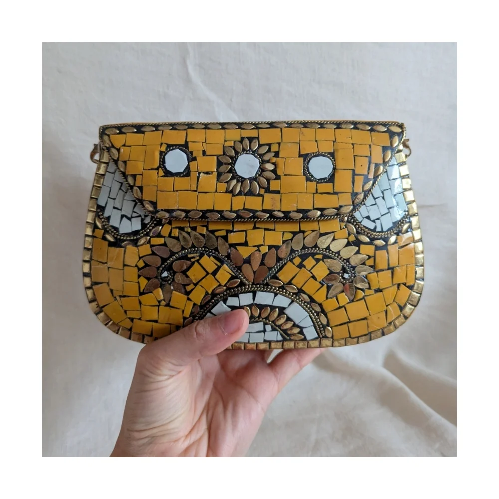 NWT Antik Kraft Mosaic Yellow Clutch
